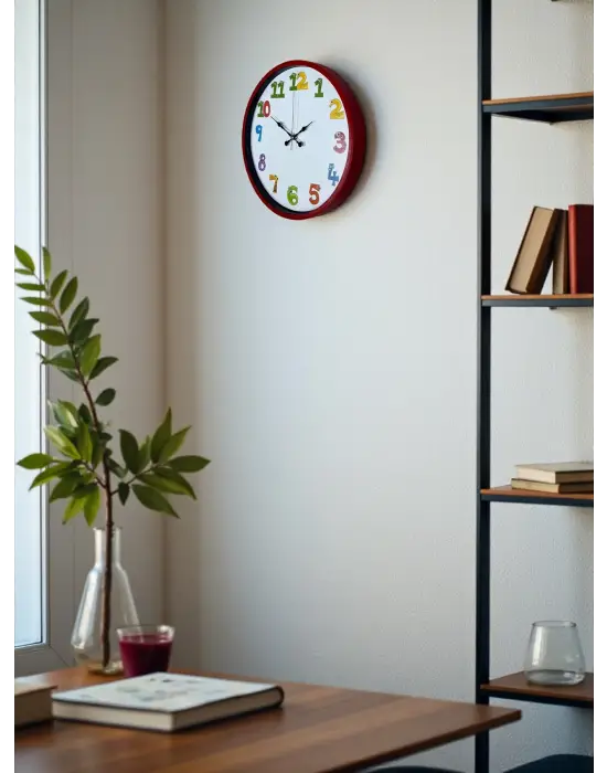 36 Cm Kırmızı Çocuk Odası Duvar Saati