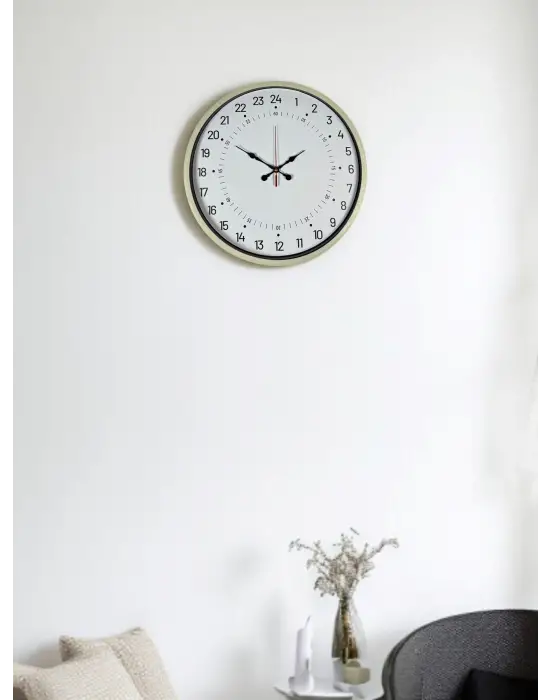 36 Cm Krem 24 Saat Göstergeli Duvar Saati