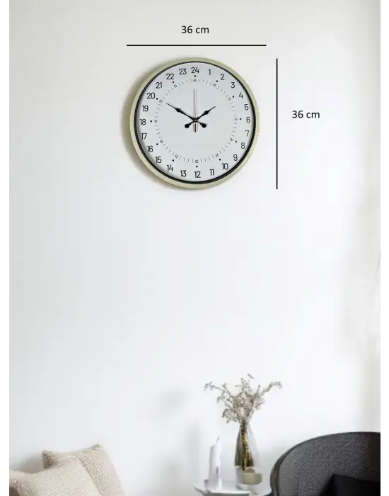 36 Cm Krem 24 Saat Göstergeli Duvar Saati