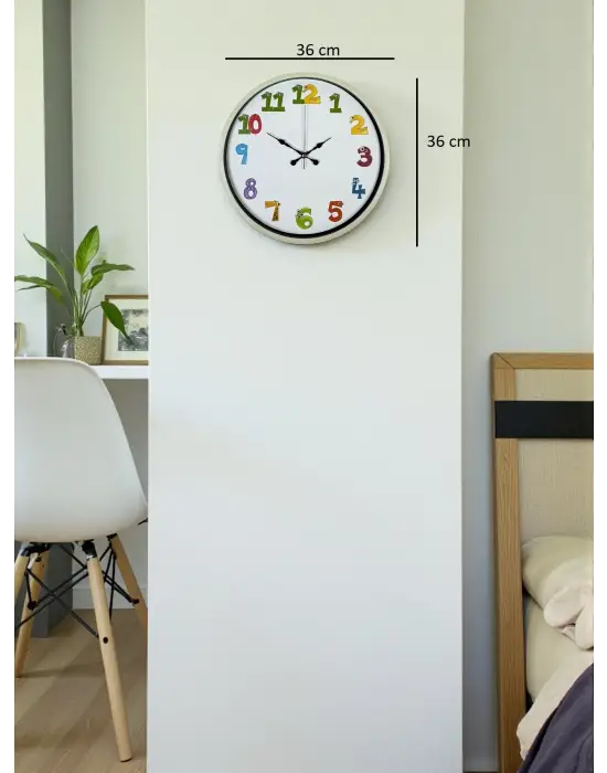 36 Cm Krem Çocuk Odası Duvar Saati