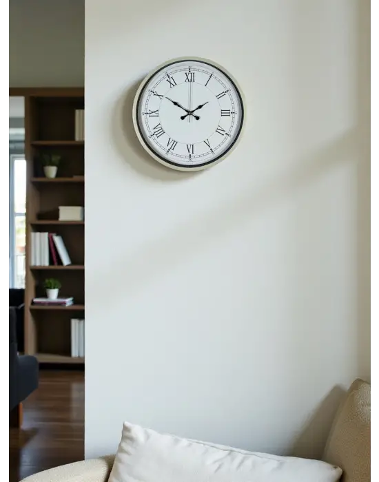 36 Cm Krem Dekoratif Duvar Saati