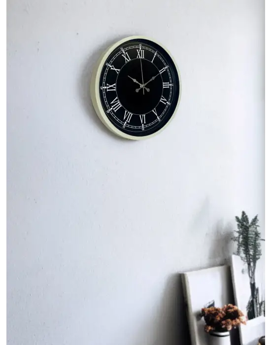 36 Cm Krem Dekoratif Duvar Saati
