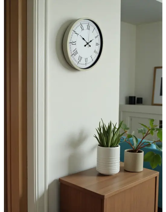 36 Cm Krem Dekoratif Duvar Saati