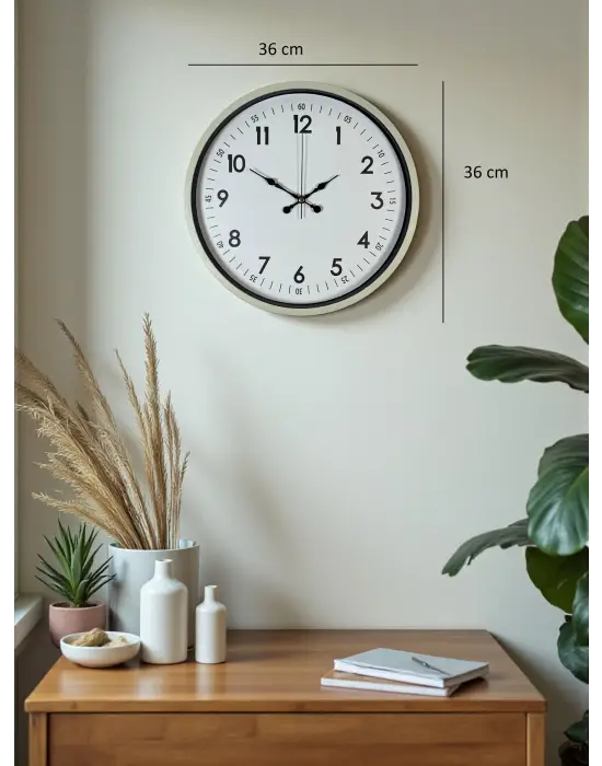 36 Cm Krem Dekoratif Duvar Saati
