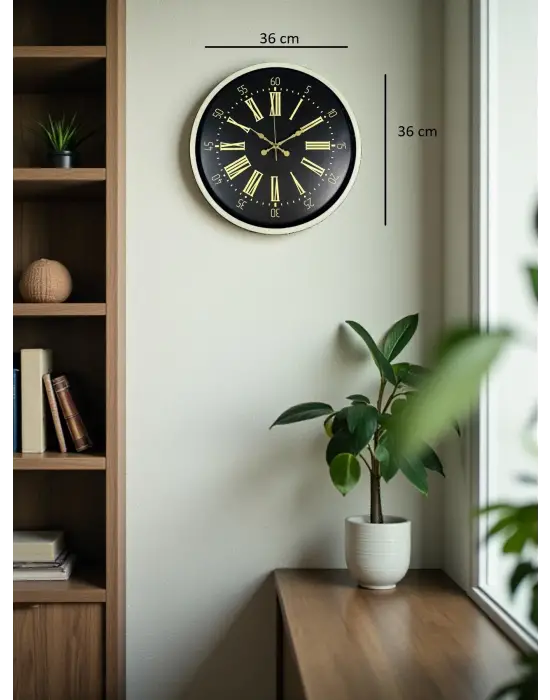 36 Cm Krem Dekoratif Duvar Saati