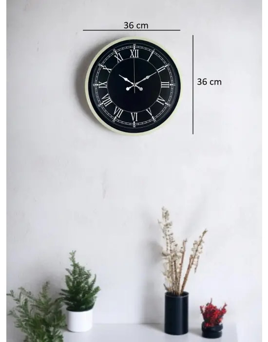 36 Cm Krem Dekoratif Duvar Saati
