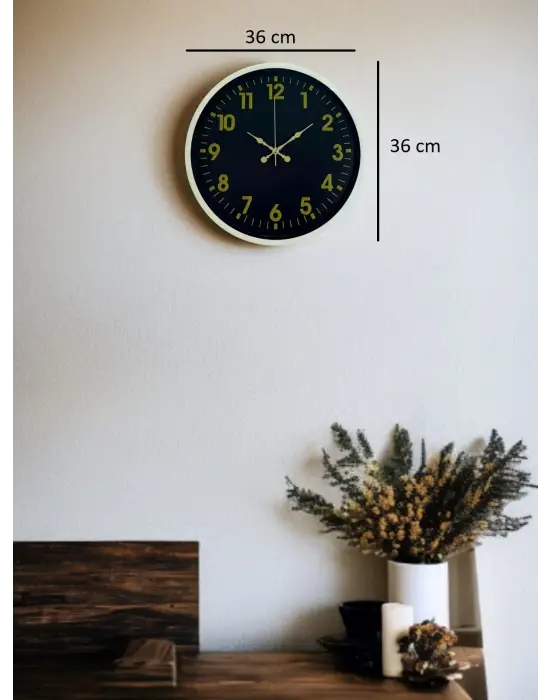 36 Cm Krem Gold Rakamlı Duvar Saati