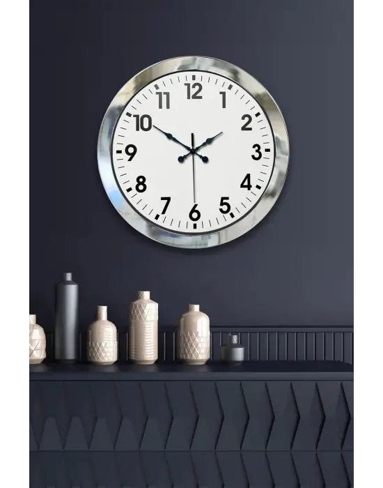 36 cm Krom Metal Standart Duvar Saati