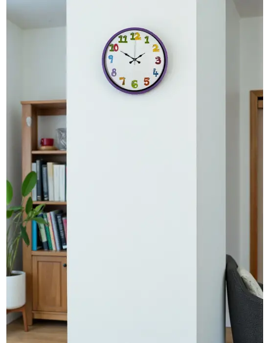 36 Cm Mor Çocuk Odası Duvar Saati