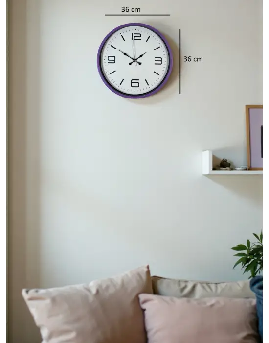 36 Cm Mor Dekoratif Duvar Saati