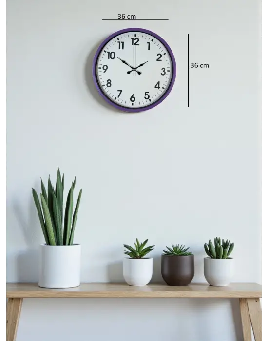 36 Cm Mor Standart Duvar Saati