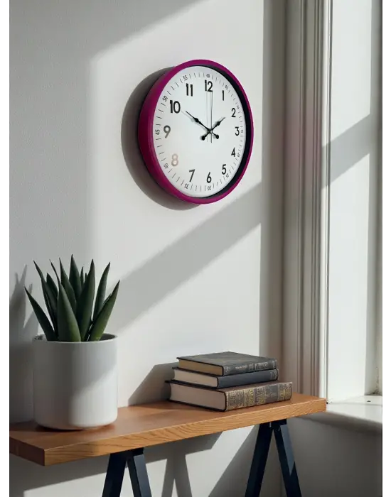 36 Cm Pembe Dekoratif Duvar Saati