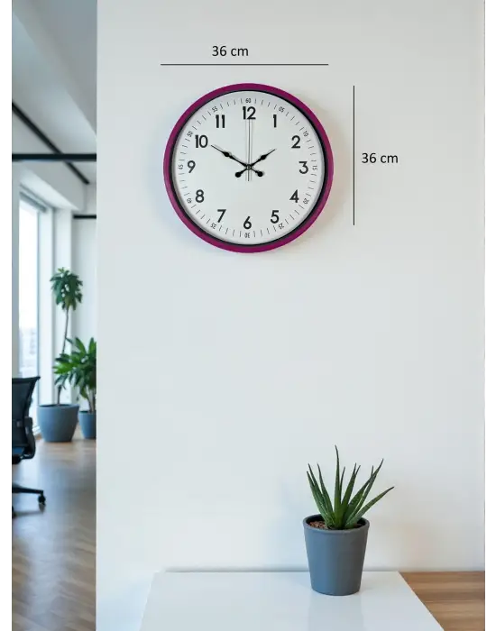 36 Cm Pembe Dekoratif Duvar Saati