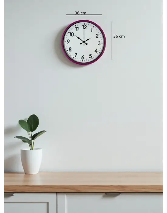 36 Cm Pembe Dekoratif Duvar Saati
