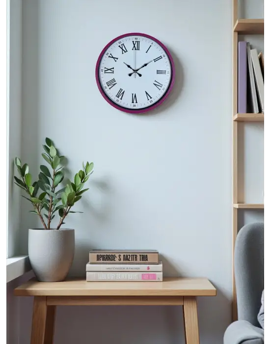 36 Cm Pembe Roma Rakamlı Duvar Saati