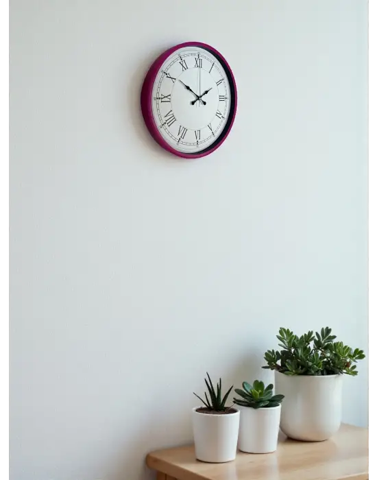 36 Cm Pembe Roma Rakamlı Duvar Saati