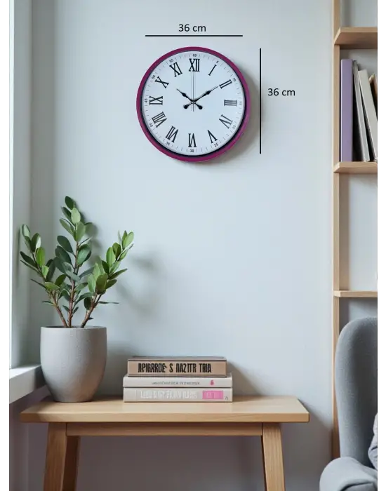 36 Cm Pembe Roma Rakamlı Duvar Saati