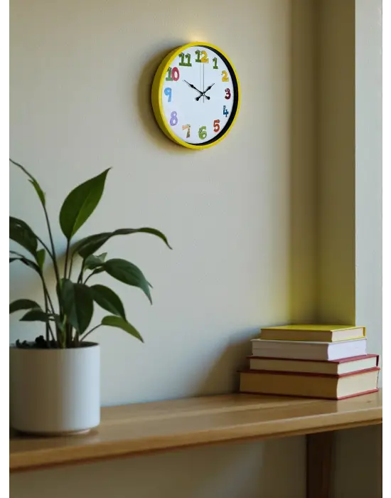 36 Cm Sarı Çocuk Odası Duvar Saati