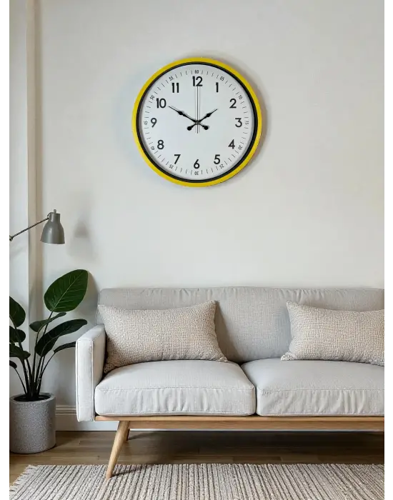 36 Cm Sarı Dekoratif Duvar Saati