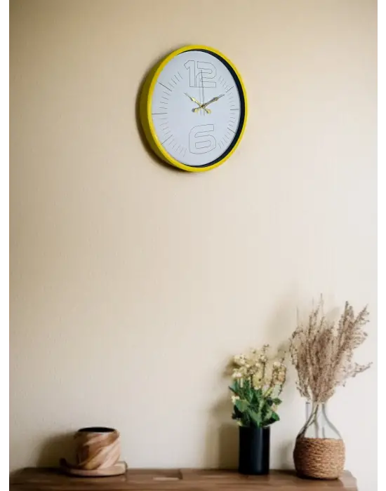 36 Cm Sarı Dekoratif Duvar Saati