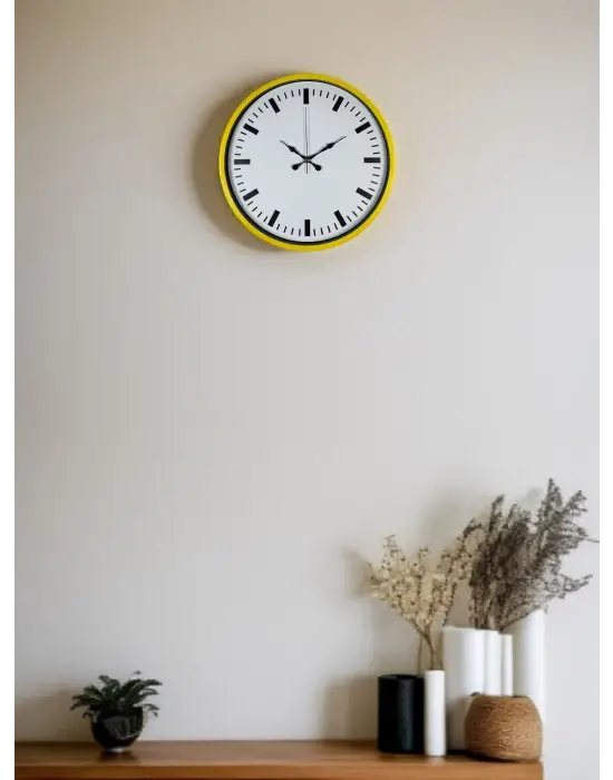 36 Cm Sarı Dekoratif Duvar Saati