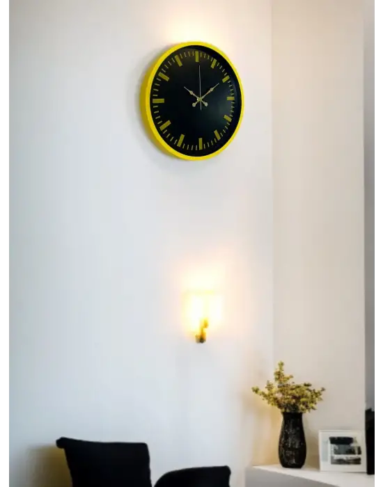 36 Cm Sarı Dekoratif Duvar Saati