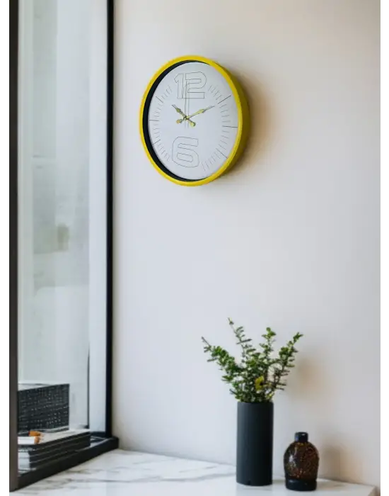 36 Cm Sarı Dekoratif Duvar Saati