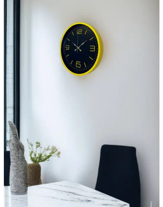 36 Cm Sarı Dekoratif Duvar Saati
