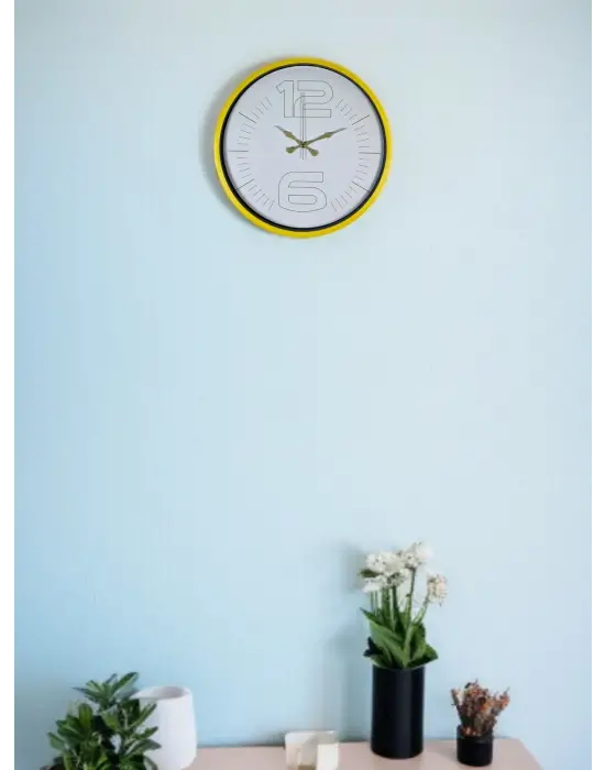 36 Cm Sarı Dekoratif Duvar Saati