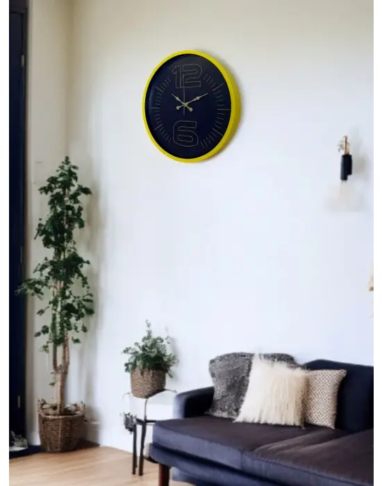 36 Cm Sarı Dekoratif Duvar Saati