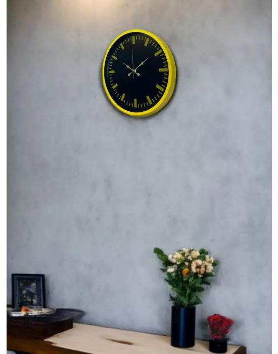 36 Cm Sarı Dekoratif Duvar Saati