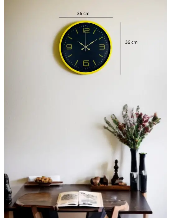 36 Cm Sarı Dekoratif Duvar Saati