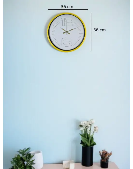36 Cm Sarı Dekoratif Duvar Saati