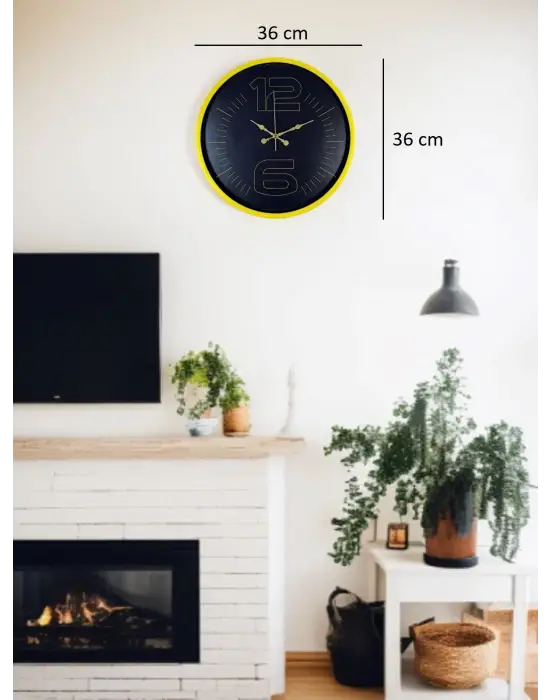 36 Cm Sarı Dekoratif Duvar Saati