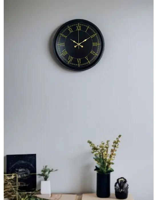 36 Cm Siyah Dekoratif Duvar Saati