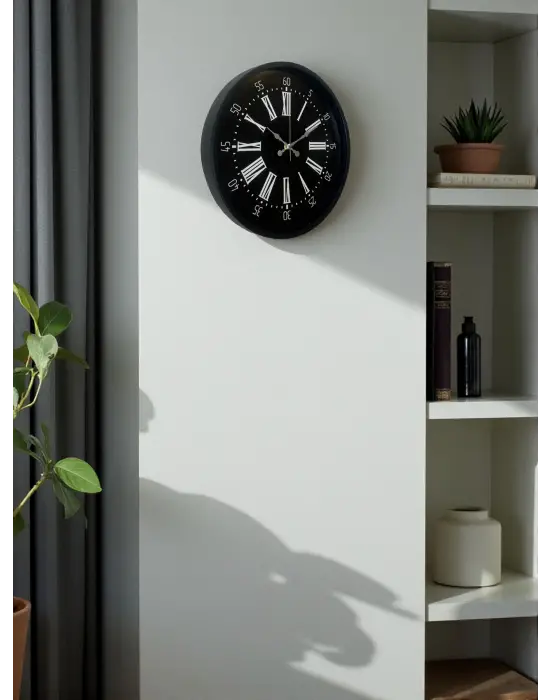 36 Cm Siyah Dekoratif Duvar Saati