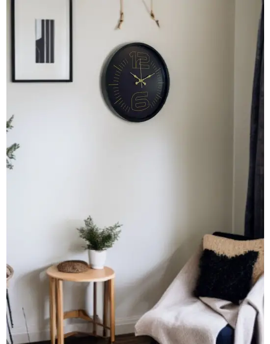 36 Cm Siyah Dekoratif Duvar Saati