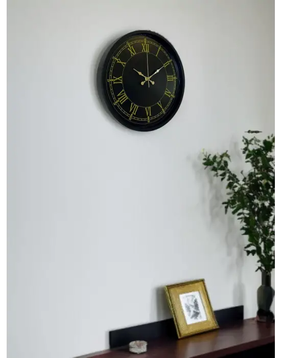 36 Cm Siyah Dekoratif Duvar Saati