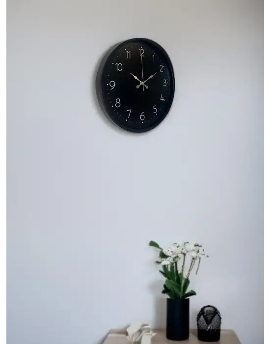 36 Cm Siyah Dekoratif Duvar Saati