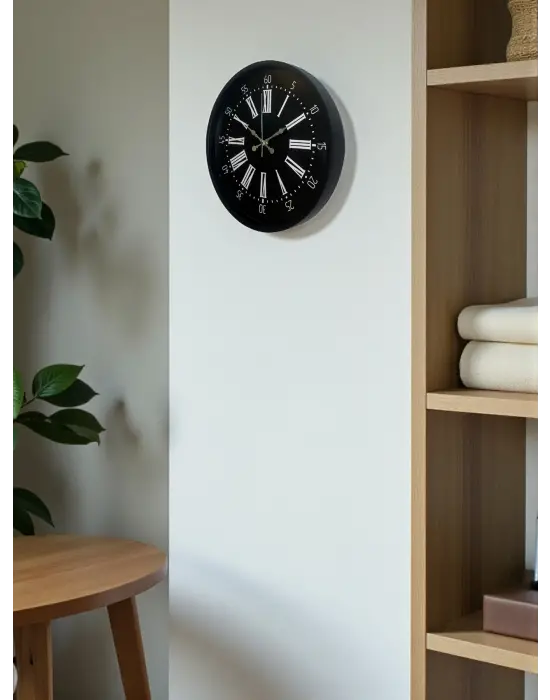 36 Cm Siyah Dekoratif Duvar Saati