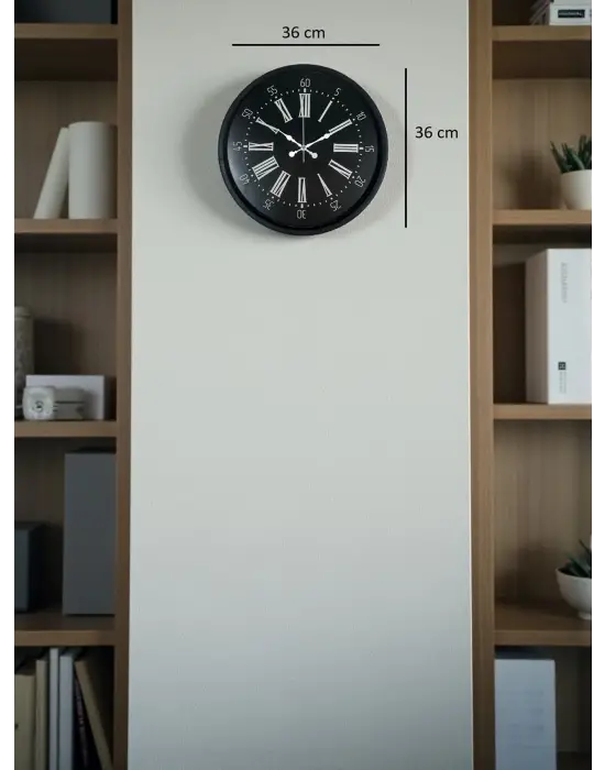 36 Cm Siyah Dekoratif Duvar Saati