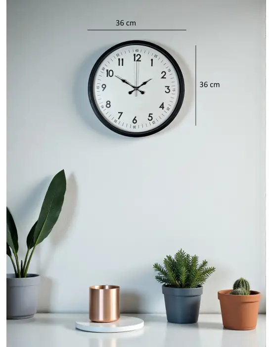 36 Cm Siyah Dekoratif Duvar Saati
