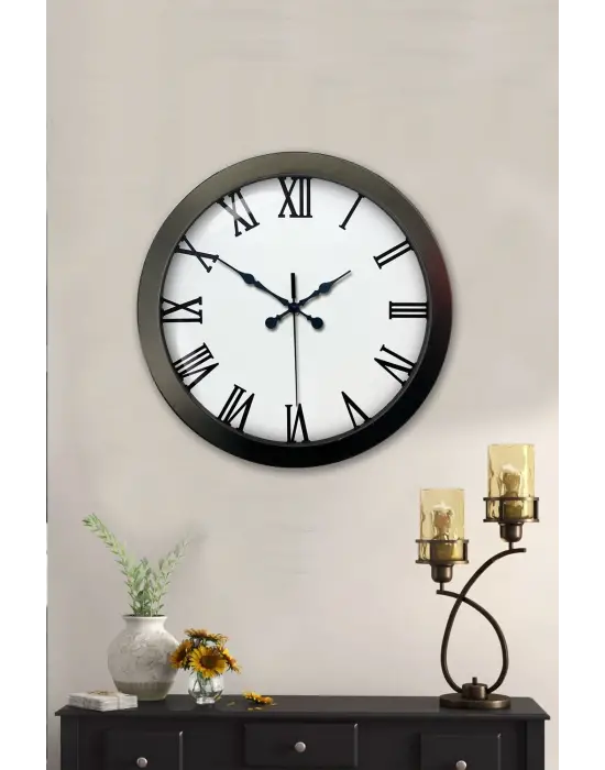 36 cm Siyah Metal Roma Rakamlı Duvar Saati