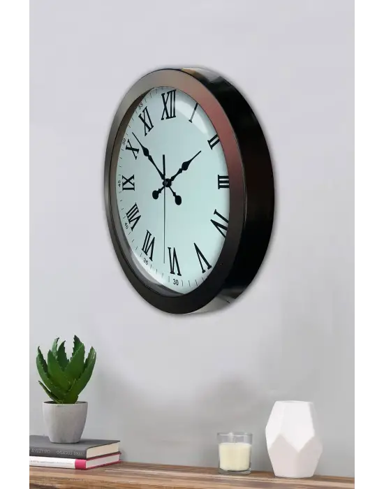 36 cm Siyah Metal Roma Rakamlı Duvar Saati