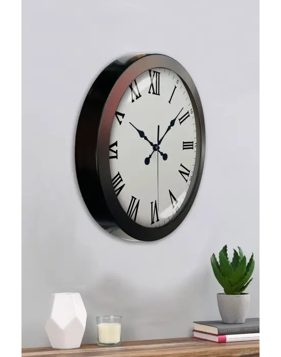 36 cm Siyah Metal Roma Rakamlı Duvar Saati
