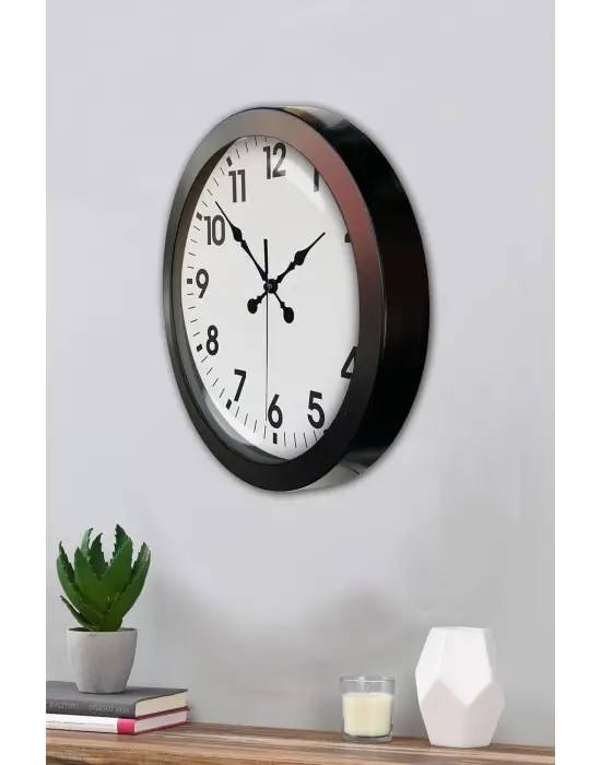 36 cm Siyah Metal Standart Duvar Saati