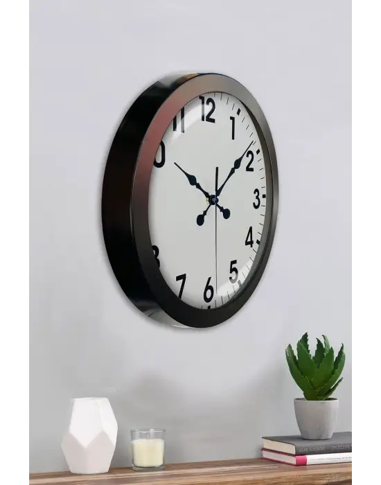 36 cm Siyah Metal Standart Duvar Saati