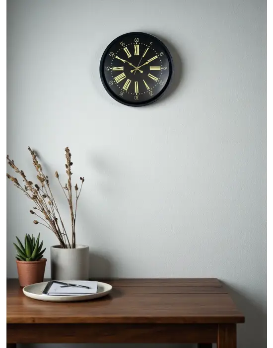 36 Cm Siyah Modern Duvar Saati