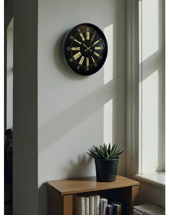 36 Cm Siyah Modern Duvar Saati