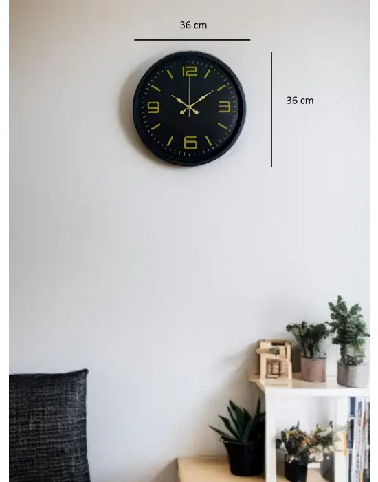 36 Cm Siyah Modern Duvar Saati